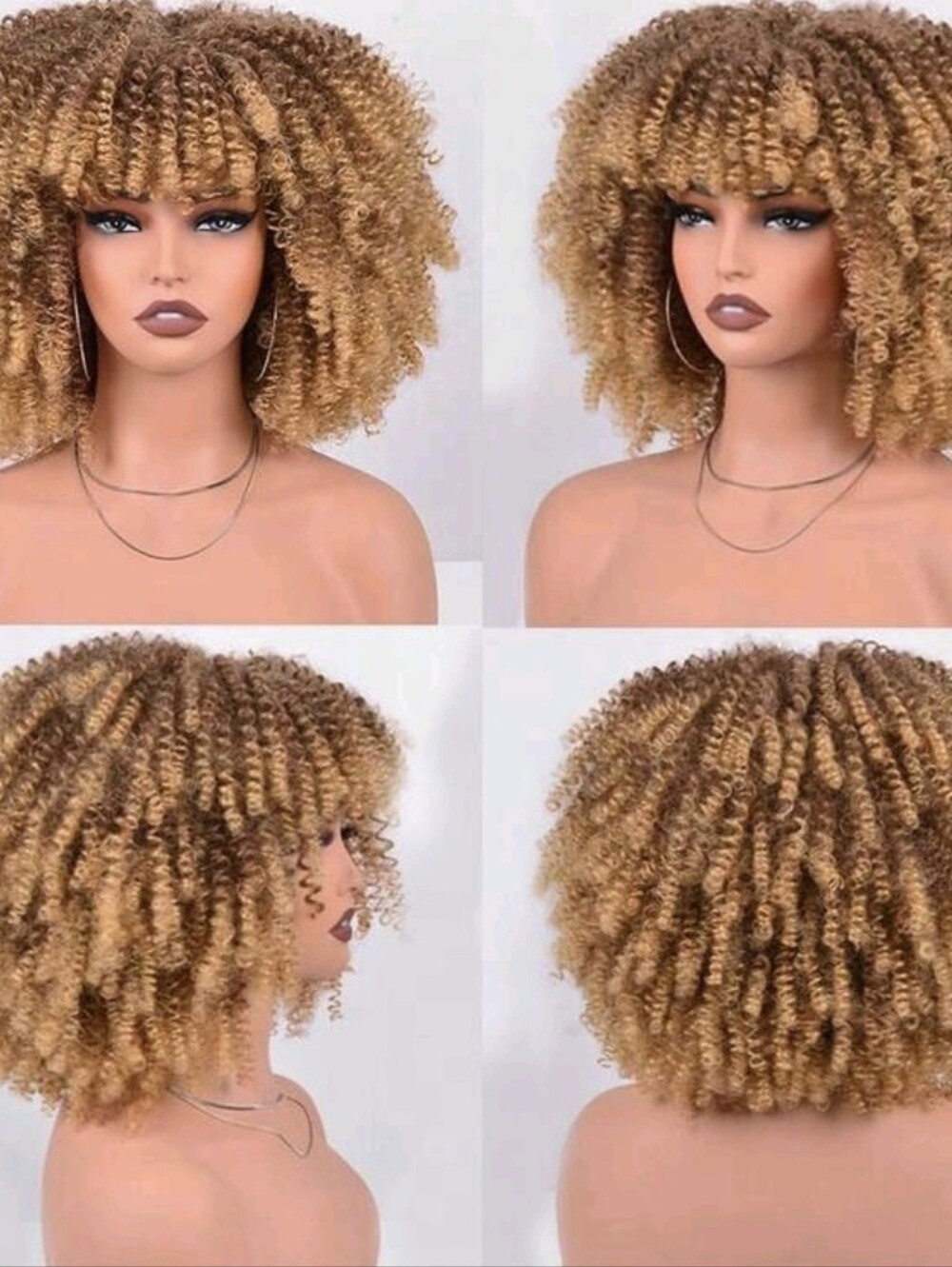 6" Ombre Natural Tight Curly Wig Afro - Golden & Brown
